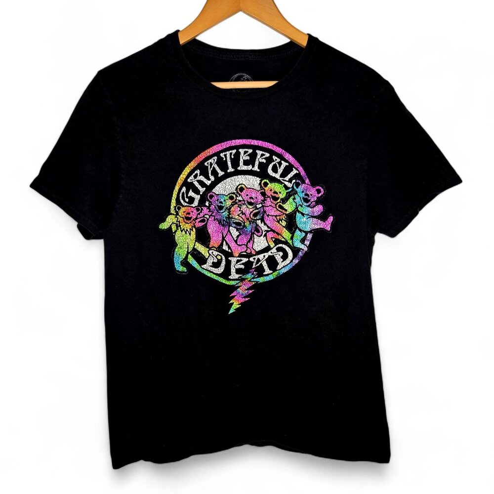 Grateful Dead Distressed Dancing Bear Shirt Men's Rainbow Colors Jam Band Rock M